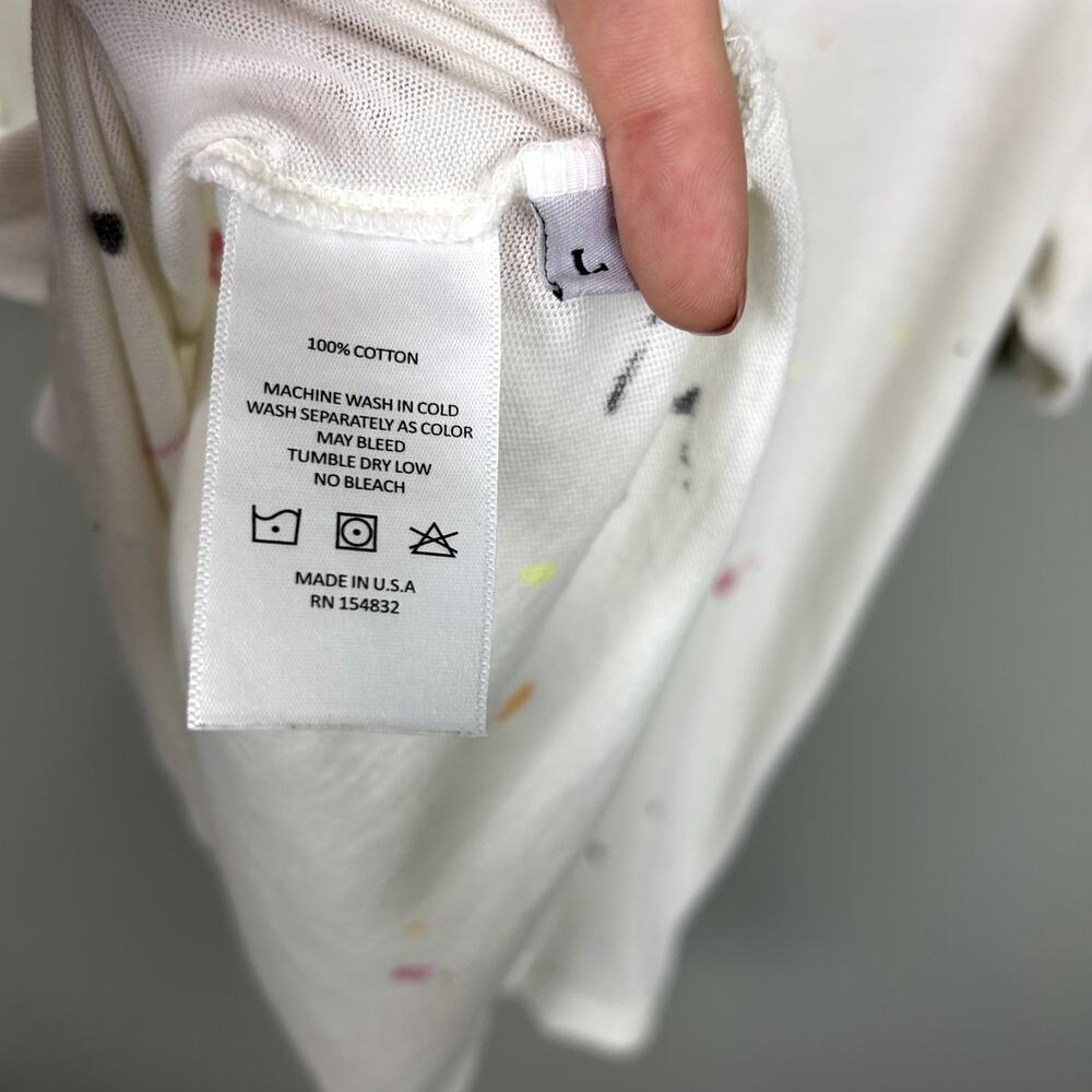 ISMBS Tee White Paint Splatter Cotton Collar Embroidered T-Shirt size Large - Picture 8 of 9